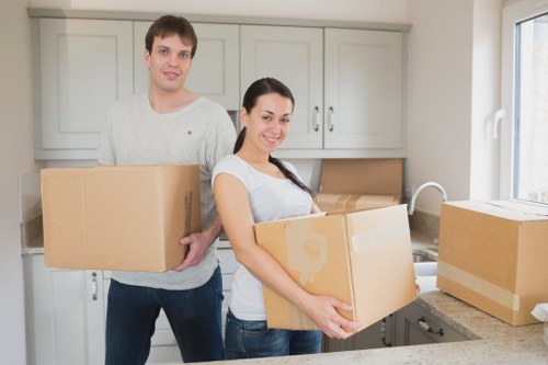 Prepared moving boxes for a local flat move in Wembley